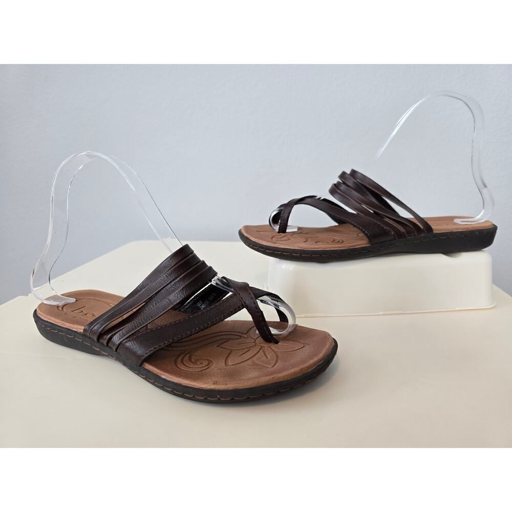 B.O.C. Born Alisha Chocolate Brown Strappy Comfort Slide Sandals Size 6 Women’s